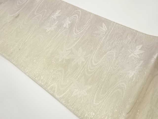 JAPANESE FUKURO OBI FOR SUMMER / WOVEN MAPLE LEAVES